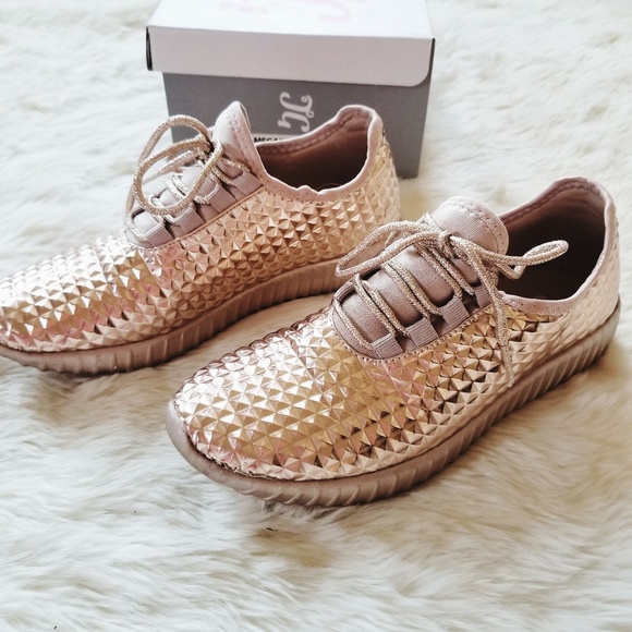 Journee Collection Rose Gold Sneakers - Picture 1 of 3